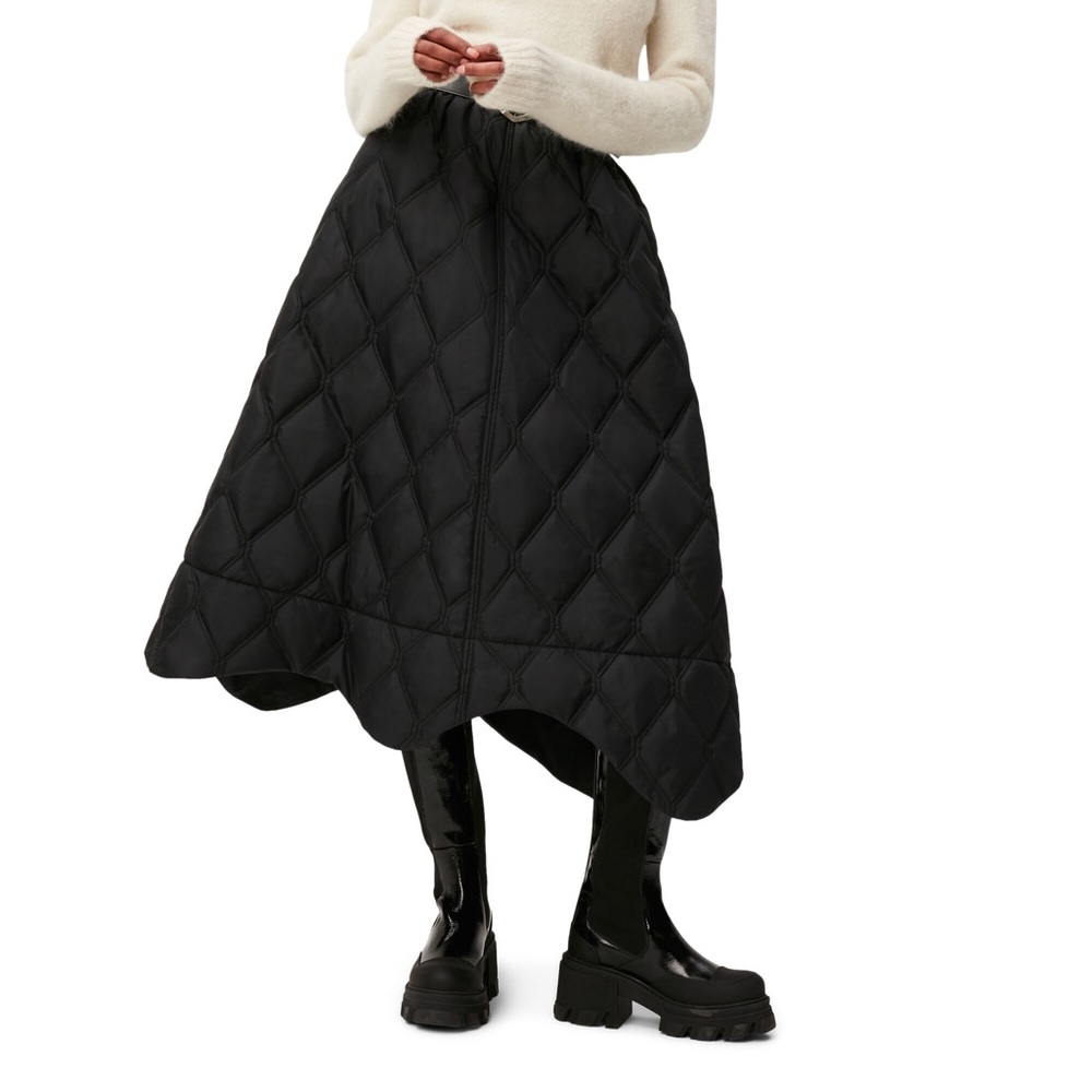 Ganni quilted ripstop skirt